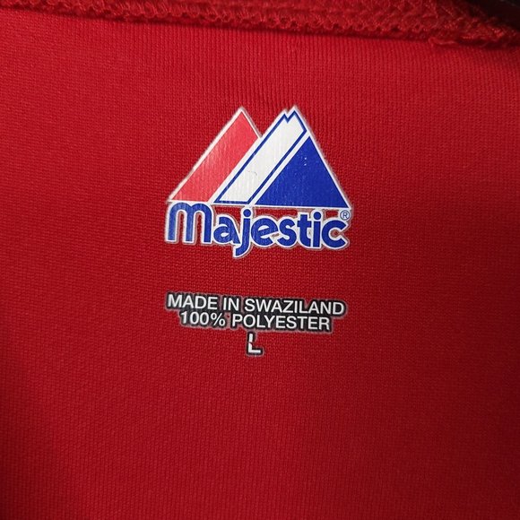 Majestic Cool Base Long Sleeve Shirt Mens Size L Pullover Red Baseball Athletic - Picture 4 of 9